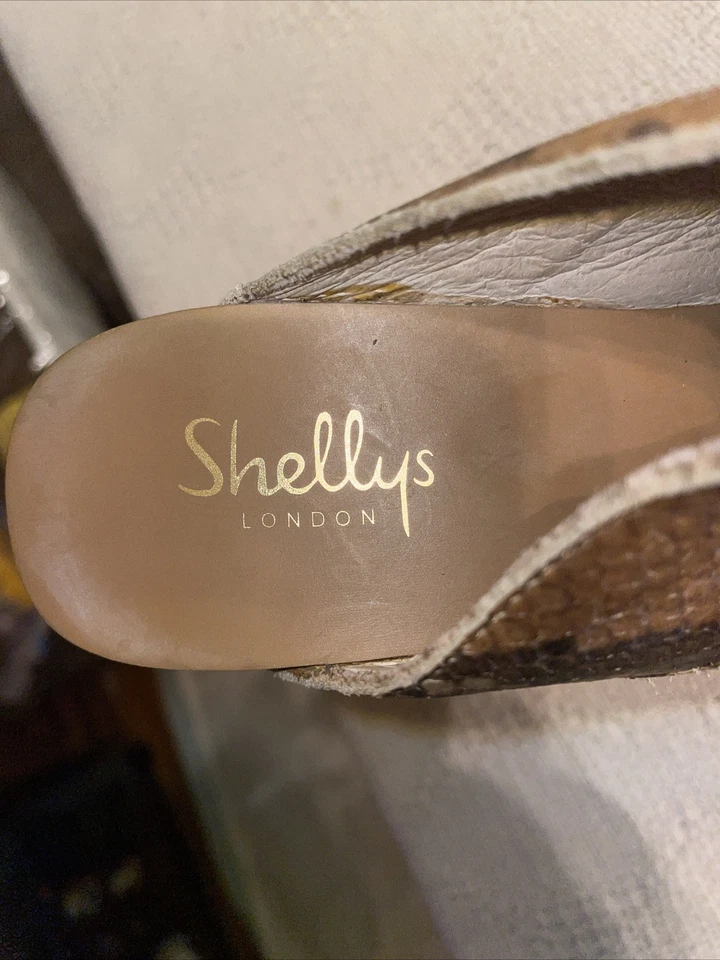Женские повседневные туфли на платформе Shellys London размер 6 М коричневые лоскутные кожаные деревянные каблуки - Изображение 2 из 4