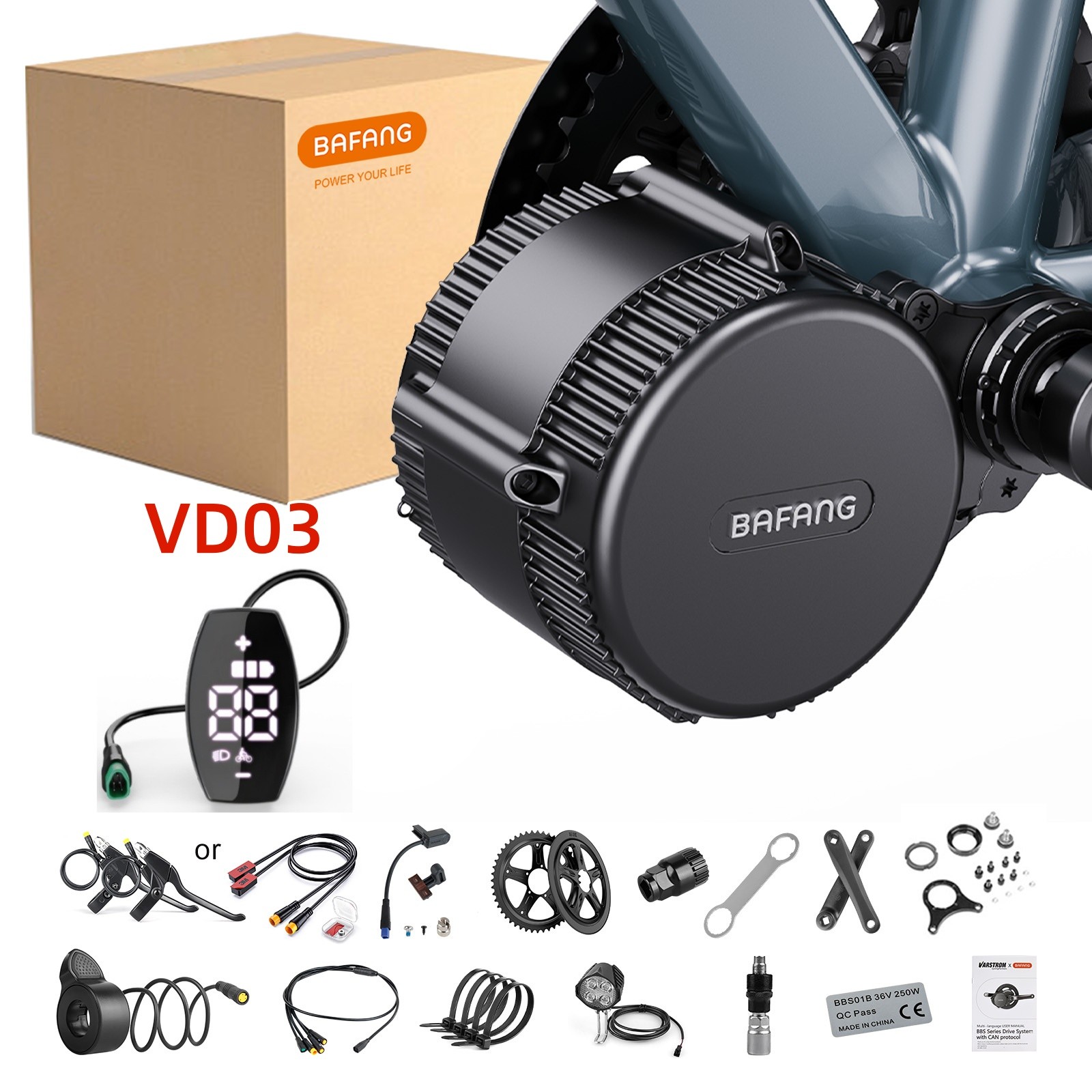 48V750W68-73mm BBS02B BAFANG Mid Drive Motor Kit Electric Bi