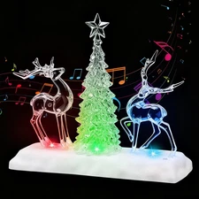 Reindeer Christmas Tree Table Decoration, Lighted Musical Christmas Reindeer ...