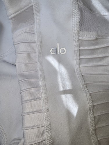 Damen Alo Yoga Hose hohe Taille Leggins neu ohne Etikett weiß Größe Large Netz Knie - Bild 5 von 5