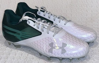 UNDER ARMOUR UA Blur Lux MC Shiny White Forest Green Football Cleats Mens 13.5