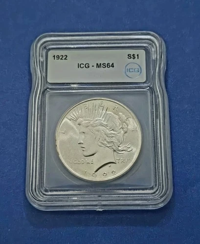 1922 P Peace Dollar ICG MS64 BU GEM Ultra Rare Silver Dollar HIGH VALUE $1 Coin