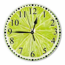 Lime Slices Wall Clock 10-inch Citrus Fruit Silent Non-Ticking Decorative