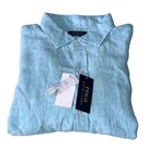 NWT! Ralph Lauren 100% Linen LS Dress Shirt Men Size 2XL Turquoise Blue Classic