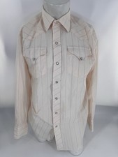 VTG H Bar C Ranchwear Men's Snap Shirt Perm Press Long Tail 16-1/2 - 34 USA