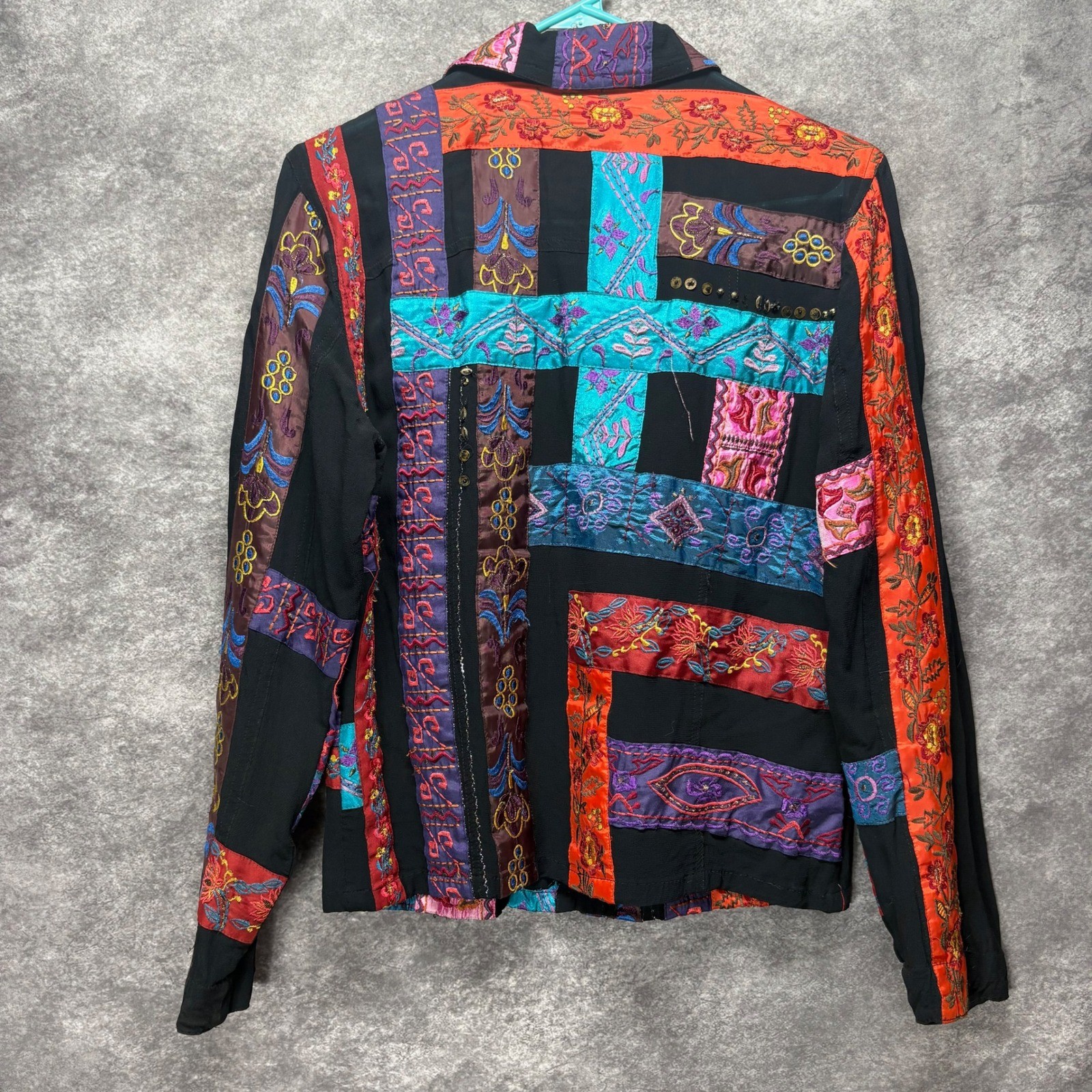 Chicos Patchwork Embroidered Button Jacket Womens… - image 4