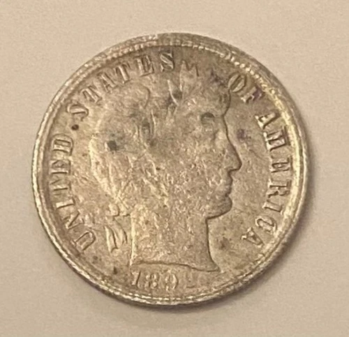 1892-s Barber dime vf details but been acid washed