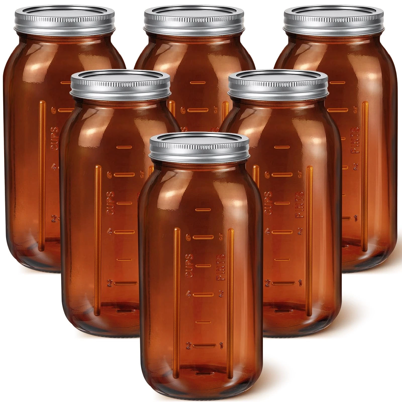 Norme 6 Pcs 64 oz Glass Mason Jars Canning Container Amber
Opens in a new window or tab