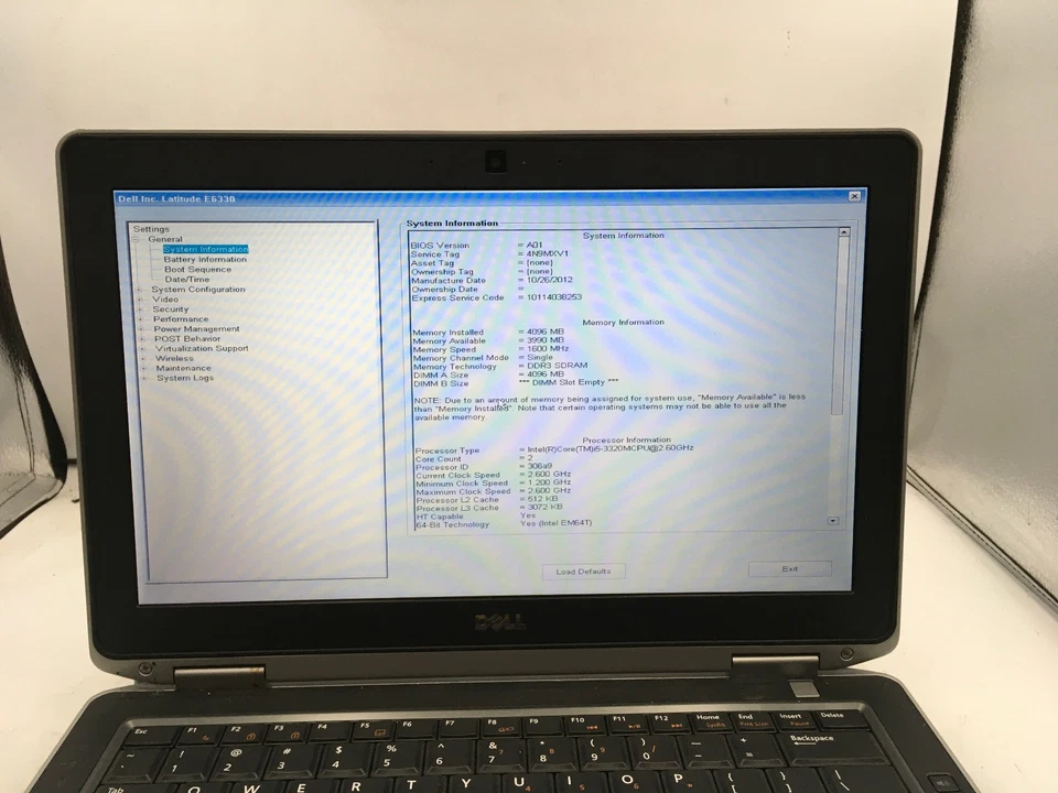 DELL LATITUDE E6330 - BOOTS TO BIOS - INTEL I5 3320M - 4GB RAM - READ DESCRIP-BB - Image 2 of 4