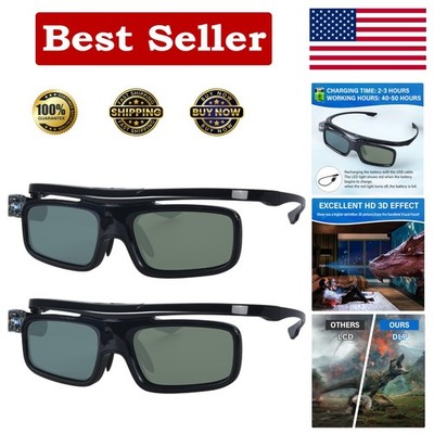 3D Glasses, Active Shutter Rechargeable Eyewear for 3D DLP-Link Projectors Co...