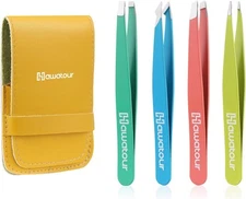 Tweezers Set, 4Pcs Eyebrows for Women, Great 4 Count, Multicolored 