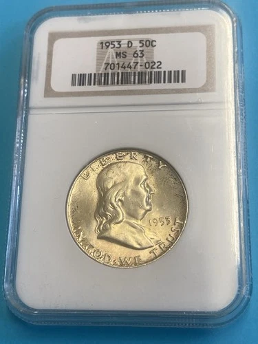 1953 D Franklin Half Dollar NGC MS63 Old Holder