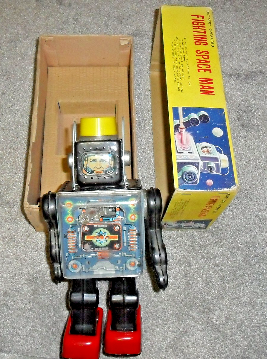 アメトイ スペースマン 1968 Fighting Space Man Robot Horikawa Japan TIN TOY in Box