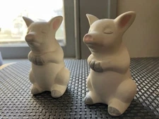 Vintage Department 56 White Pig Salt  & Pepper Shakers - very good condition
