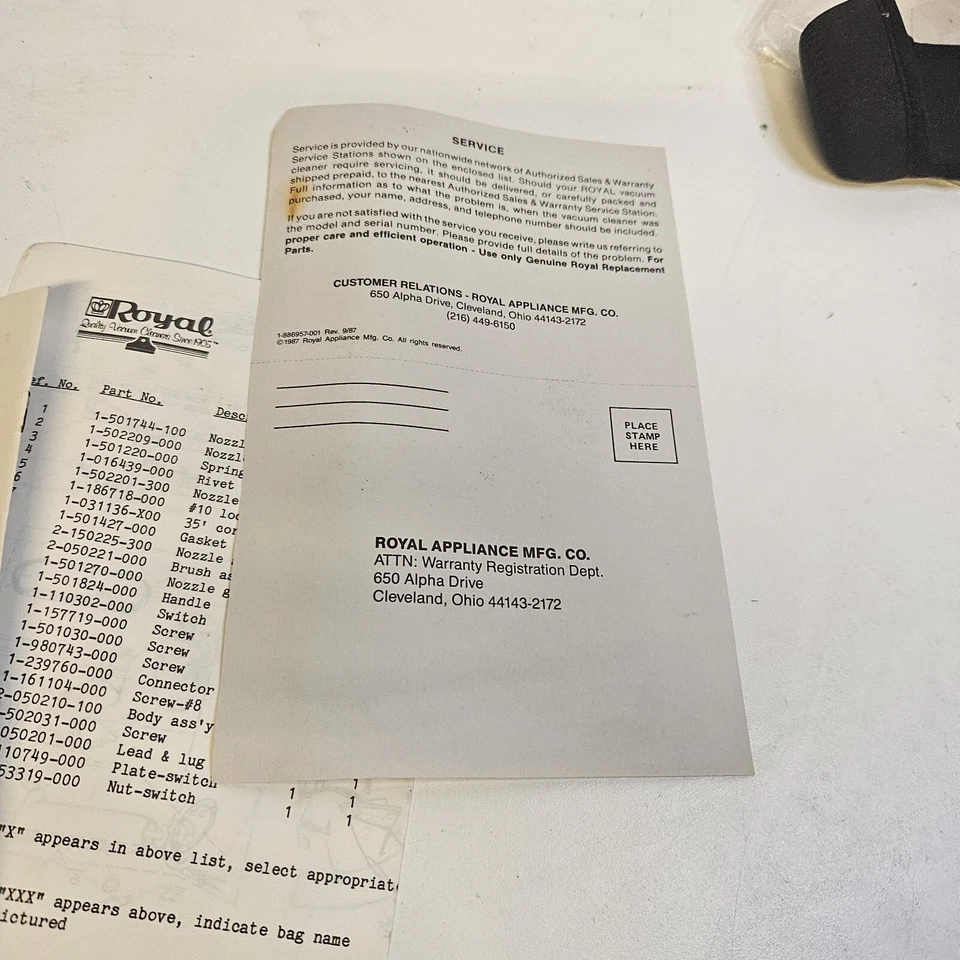 Aspiradora de mano Royal Prince original vintage manuales del propietario 1986 Foto 2 de 4