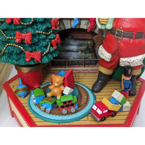 Vintage 1986 Enesco Small World of Music Box A Visit From Santa 551368 with box - Picture 3 of 10