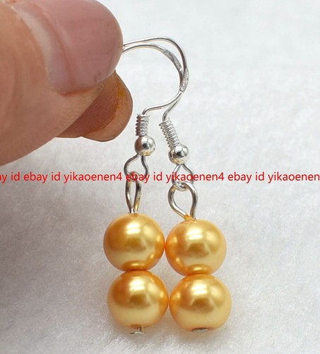 Beautiful 8/10/12/14mm Multicolor Shell Pearl Dangle Silver Hook Earrings AAA - Picture 8 of 25