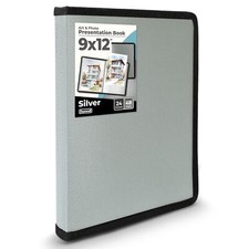 Art Portfolio 9x12 Folder - Silver 9 x 12 Art Holder for Kids 24 Pockets Disp...