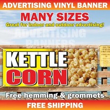 KETTLE CORN Advertising Banner Vinyl Mesh Sign Popcorn Caramel bar buffet Snacks