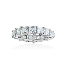 4mm Princess-Cut Cubic Zirconia Eternity Sterling Silver Band Ring, Size 7