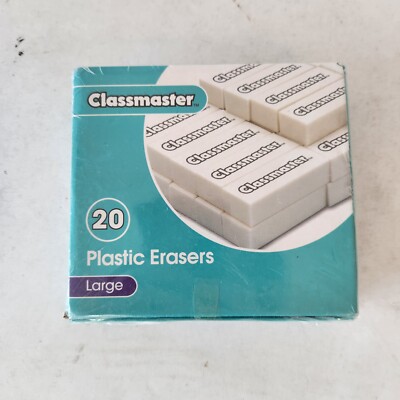 Classmaster Kunststoff weiß Radiergummis - neu - 20 Stück - groß - kostenloser Versand - PE20