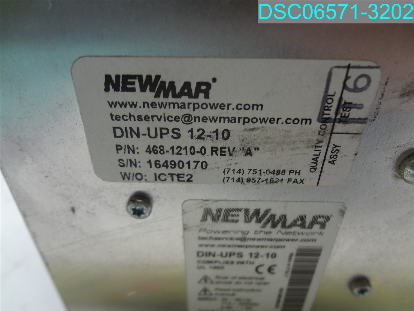 NewMar 12VDC 10A DIN Rail UPS DIN-UPS-12-10 729198427054 Power Supply