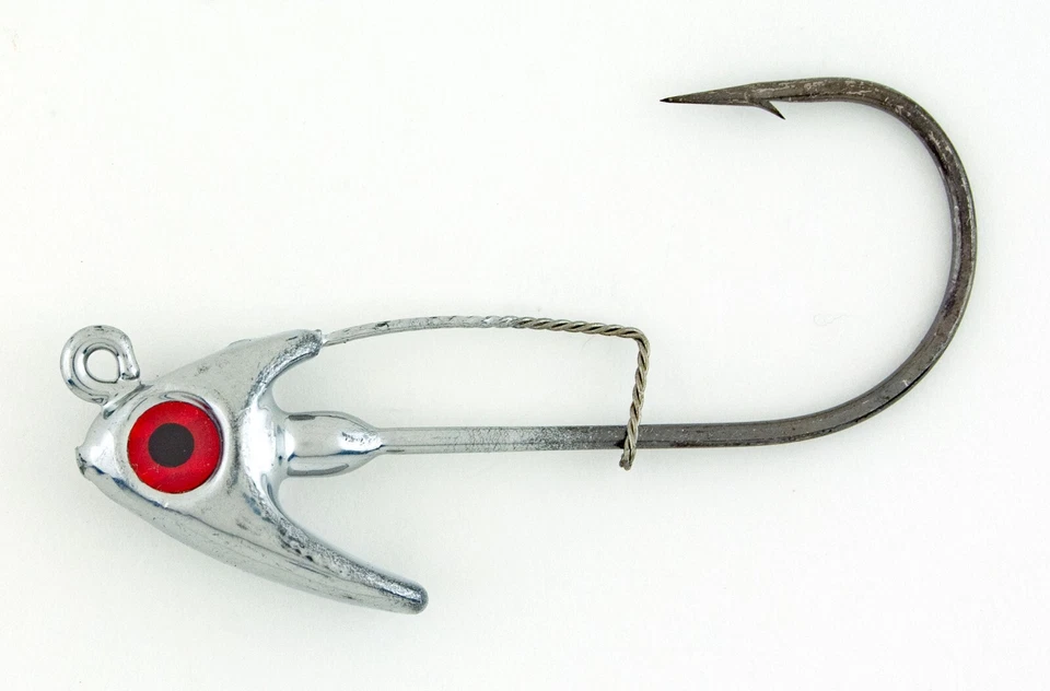 Jewel Original Swim Gem 1/2 OZ Swimbait Jig Heads Cromo 2pk J-Lock Keepers Foto 4 de 4