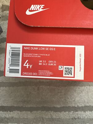 Size 4 (GS) - Nike Dunk Low SE Black Light Photo Blue Mint Foam