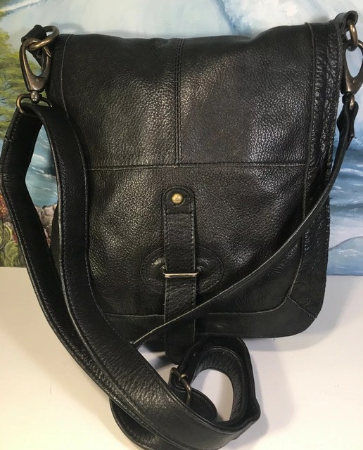 RUGGED HIDE Australia Black Leather Crossbody Satchel Bag 11x10 eBay