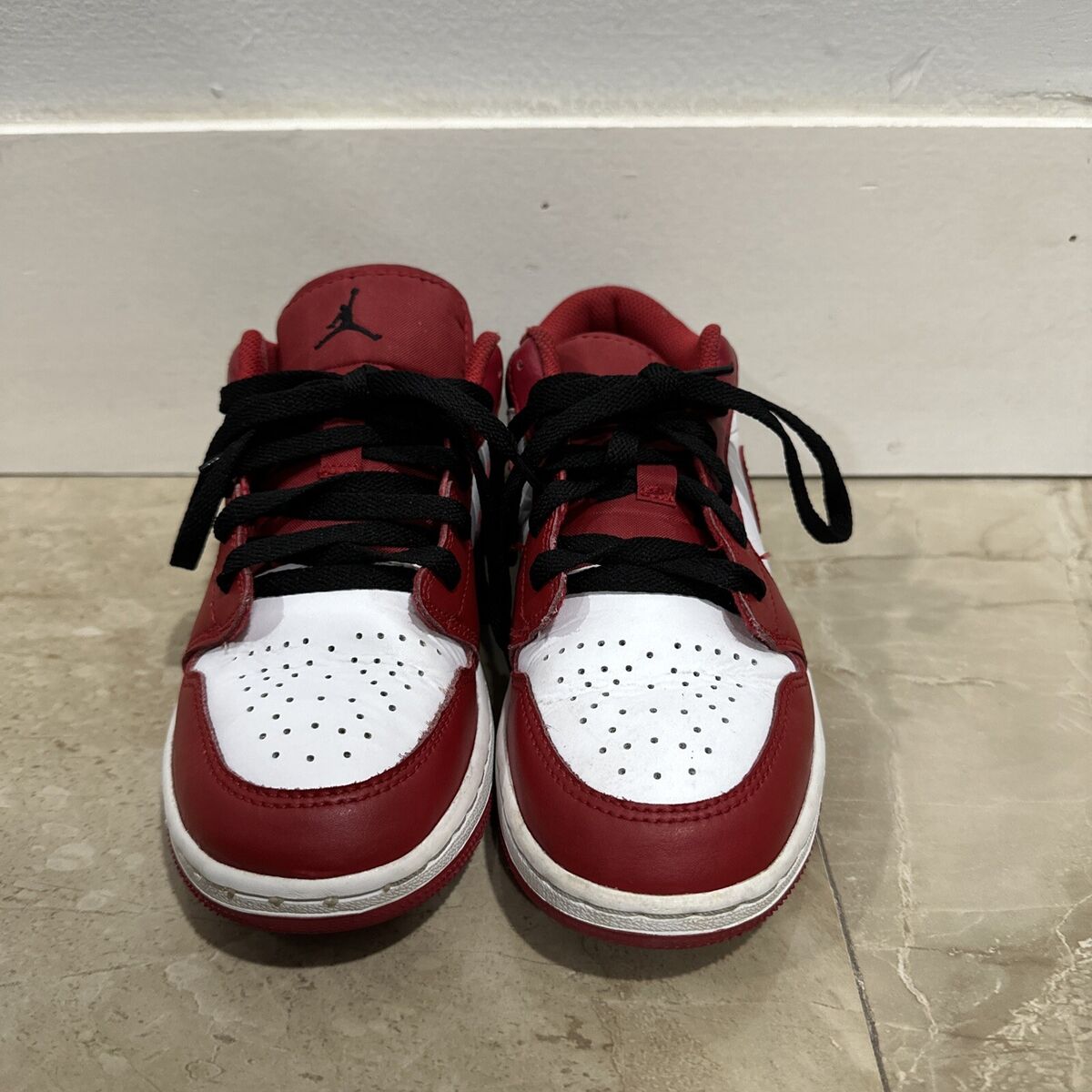Nike Air Jordan 1 Low GS White Gym Red Black 553560 163 Nike Air Jordan 1 Low GS White Gym Red Black 553560 163