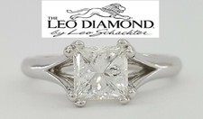 Leo Princess Diamond Solitaire Engagement Ring 0.97 ct Platinum  I / SI1