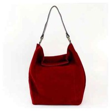 Ladies Suede Bucket Shoulder Bag with Leather Strap Hobo Bag