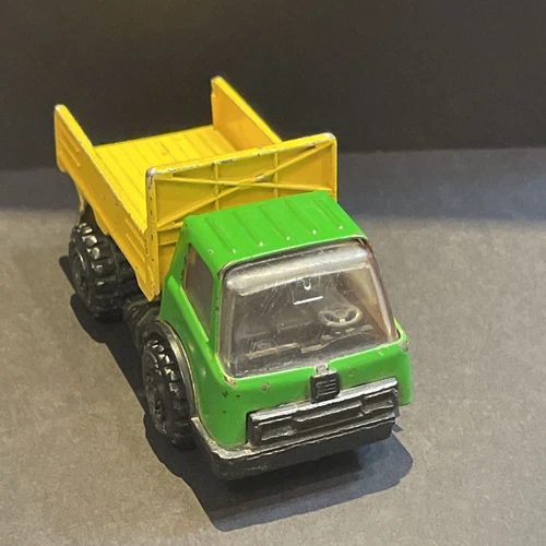 VTG Small Tonka 4” Green and Yellow Dump Truck w/Tailgate