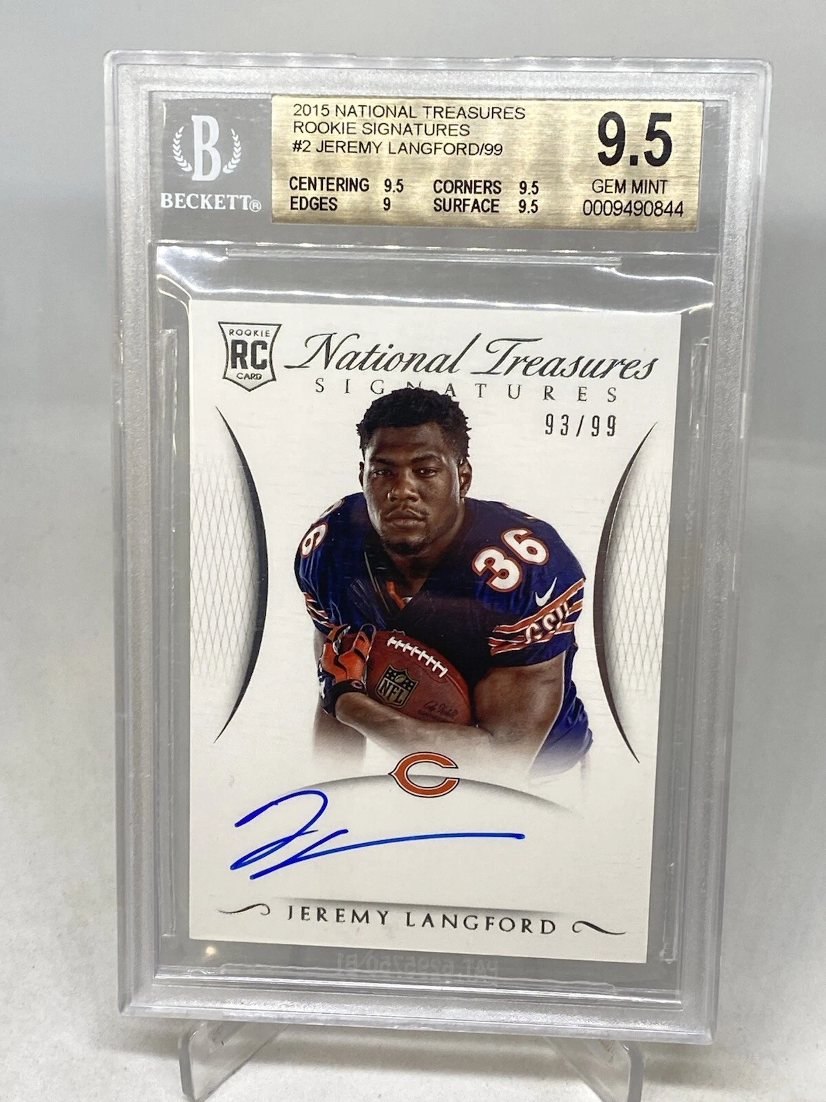 Jeremy Langford Panini National Treasures Rookie Signature Rps #RSRJL Black
