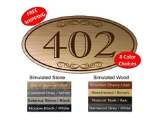 Decorative Oval House Number Sign, marble granite sign, wood sign, address sign