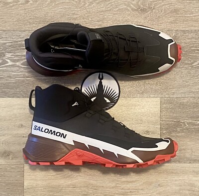 Salomon Cross Hike Mid Gore-Tex 2 'Black Fiery Red' Hiking Boots 417359 Men's 10