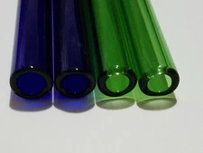 4 Piece 8" Pyrex Glass Blowing Tubes 12mm OD Tubing 2mm Thick 2 Blue + 2 Green