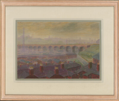 J. P. Bean - Mitte Des 20. Jahrhunderts Pastell, Viadukt Mit Blick Auf Brinks...