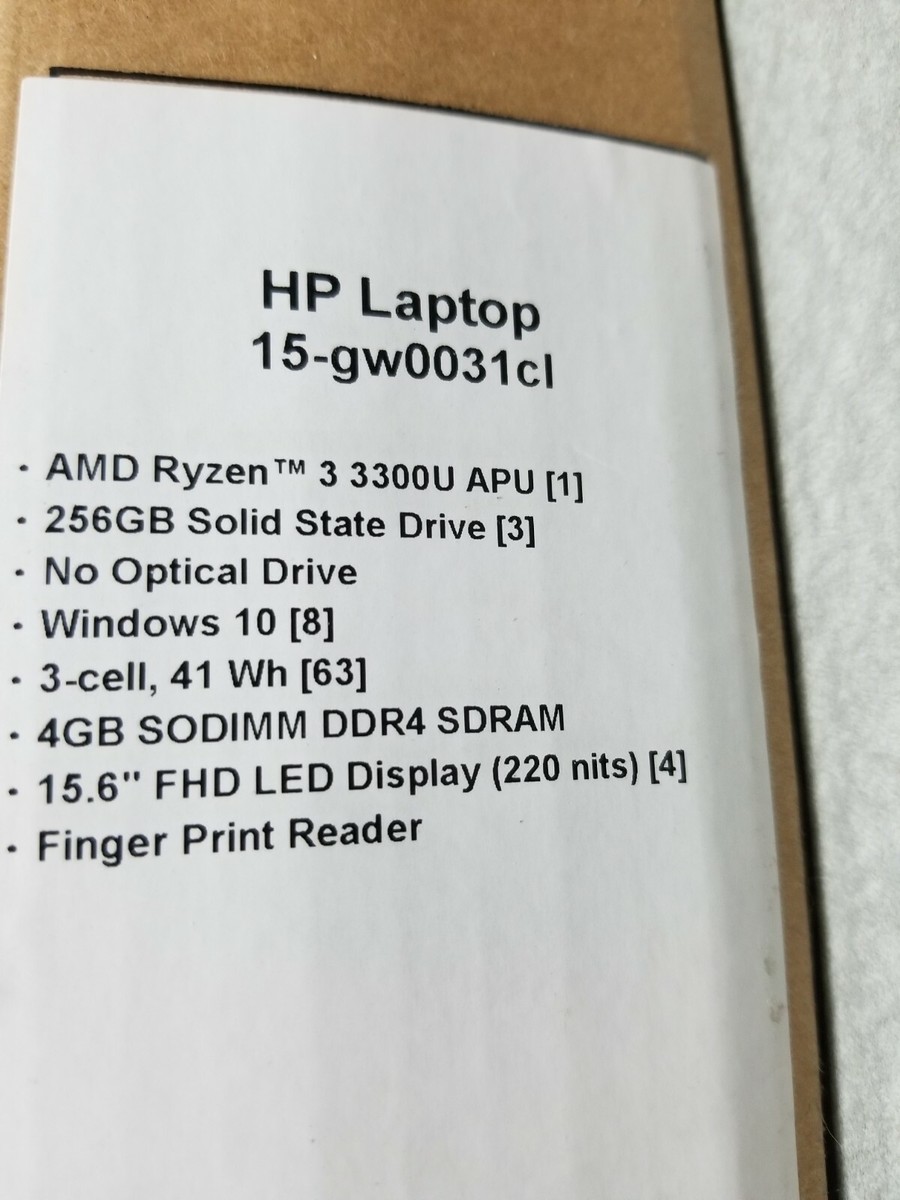 HP Laptop 15-gw0031cl 256GB SSD 4GB Memory AMD Ryzen 3300U