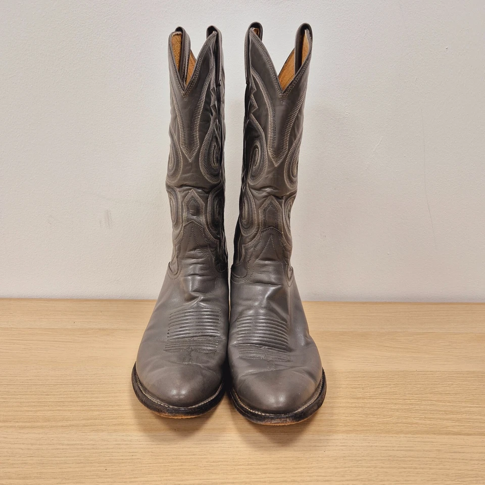 Tony Lama Santa Fe Western Cowboy Mid Calf Grey Leather Boots UK 9.5 US 10.5 - Image 4 of 4