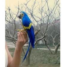 Fake Artificial Parrot Feathered Bird Budgie Garden Home Decoration Blue 30cm