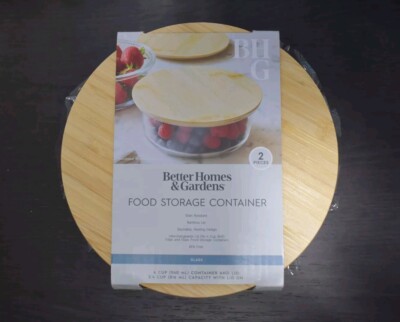 Better Home and Gardens Good Storage Container Glass, Bamboo LID Stain Resistant