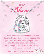 to My Daughter/Granddaughter/Niece Unicorn Necklace, Valentines Birthday Gifts