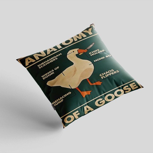 Goose Pillow Cover, Anatomy Of A Goose, Funny Throw Pillow, Goose Anatomy Cushio - Picture 2 of 8