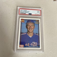 1991 Topps Desert Shield #261 BUD HARRELSON  PSA 9 METS  AUTHENTIC