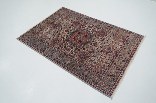 3 x 5 ft Blueish Gray Mamluk Afghan Hand Knotted Wool Medallion Area Rug - Picture 2 of 10