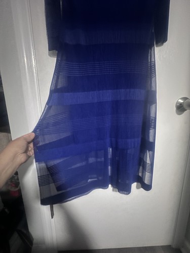 Veeca Accordian Crinkle Pleat Cut Out Dress Blue Size Large - Picture 4 of 10