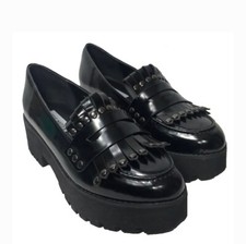 NIB Steve Madden Tassel Kiltie Platform Lug Heel Patent Leather Penny Loafer 8