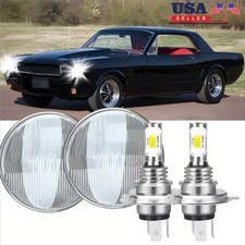 For Ford Mustang 1965-1978 7 Inch Round Led Headlights Hilo Sealed Beam Pair A For Ford Mustang 1965-1978 7 Inch Round Led Headlights Hilo Sealed Beam Pair A