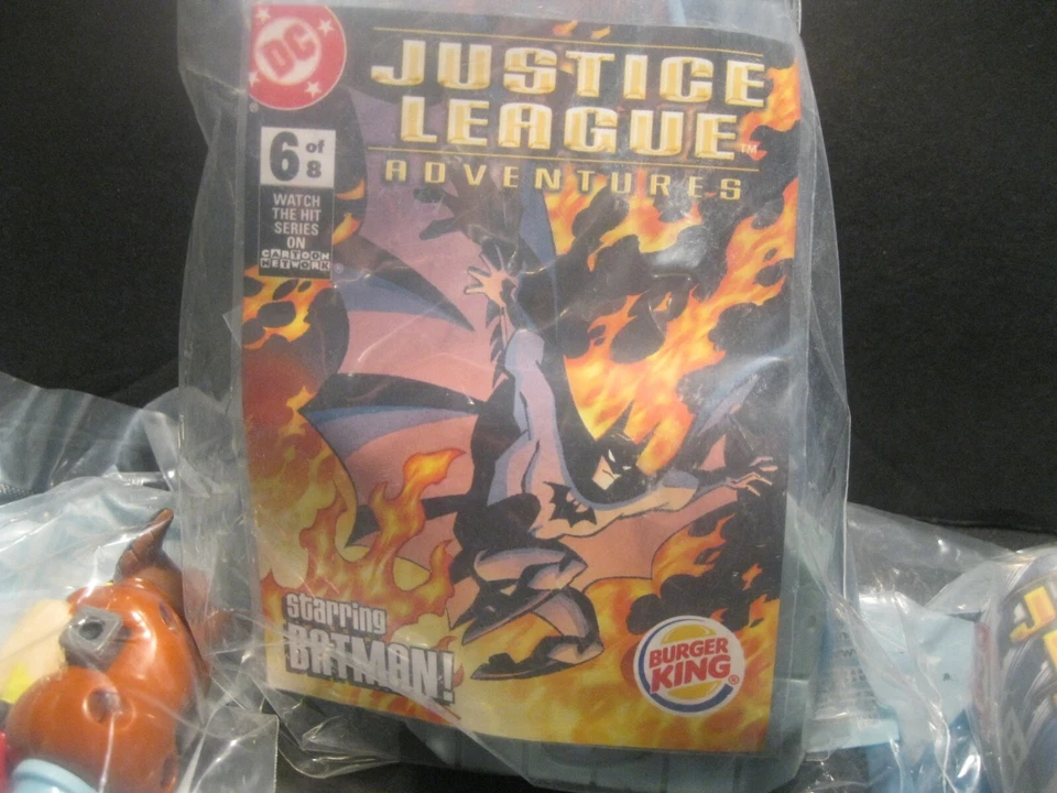 Justice League Adventures "Juego completo de 8 juguetes" nuevo en paquete Burger King 2003 Foto 4 de 4